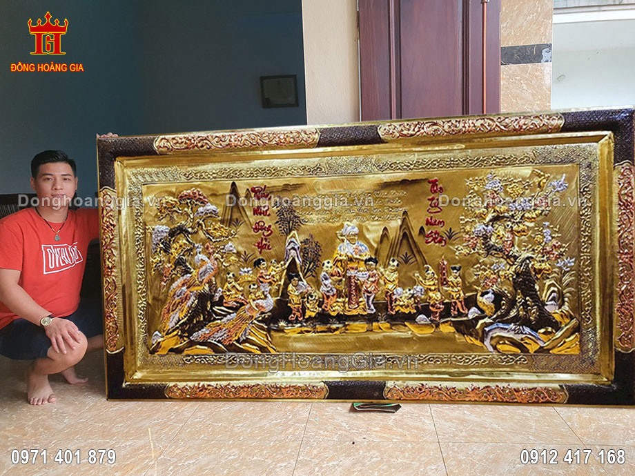 Nguyên liệu chế tác tranh mừng thọ bằng đồng là đồng nguyên chất loại I